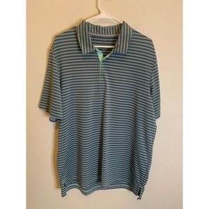 Adidas | Men's Gray and Turquoise Striped Golf Polo Size Large
